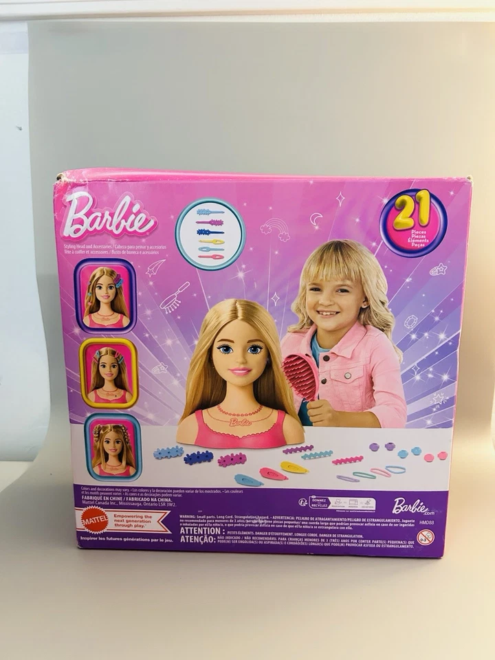 Barbie Doll Styling Head, Blond Hair with 21 Colorful Accessories, Doll Head - Image 2 of 4