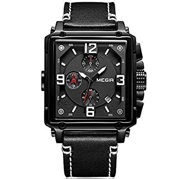 Megir Herren Sport Leder Quarz Chronograph Uhr gebraucht aus Japan