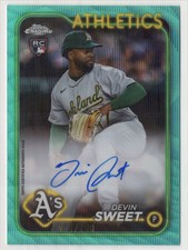 2024 Topps Chrome Aqua Wave Refractor Devin Sweet RC Auto /199 Oakland Athletics