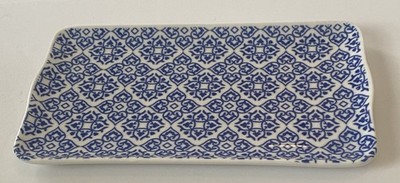 Tokyo Design Studio Sashiko ~  Blue & White Geo Tile Inspired ~Rectangular Plate