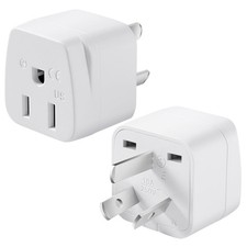 2 Pack US to Argentina Australia China Travel Plug Adapter, Type I - White