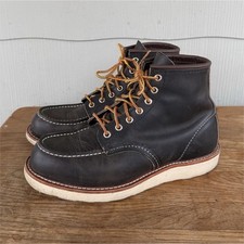 Red Wing Black Charcoal Heritage Moc Toe 6 inch Work Boots Lace Up Size 8 D