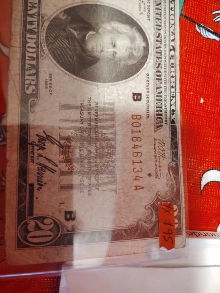 1929 $20 FEDERAL RESERVE BANK NOTE, B- New York,NY, FR-1929B- VERY FINE & NICE! - Image 4 of 4