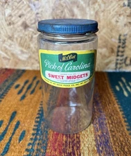 Vintage Mt. Olive Sweet Midgets Pickle Jar Pick Of Carolina N.C. 