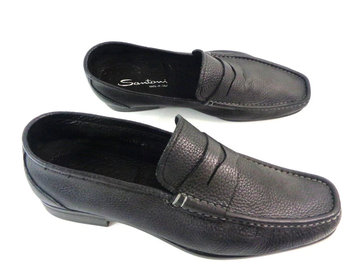 Santoni Penny Loafers Shoes Men’s 9.5 D Black Leather Slip On Made In Italy Santoni - Rock Black Leather Loafer | Mitchell Stores main image 4