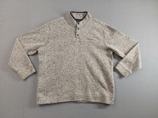 Eddie Bauer Men Sweatshirt XL Gray Radiator Fleece Snap Front Mock Neck Pullover