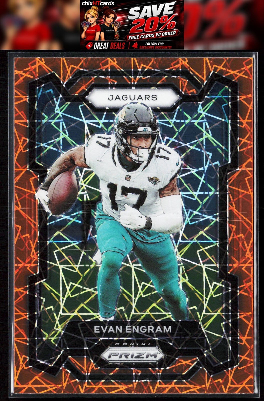 Evan Engram 2023 Panini Prizm Lazer #135 Jacksonville Jaguars