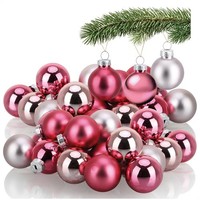 40X Mini-Christbaumkugeln Aus Glas - Kleine Weihnachtskugeln Rosaton