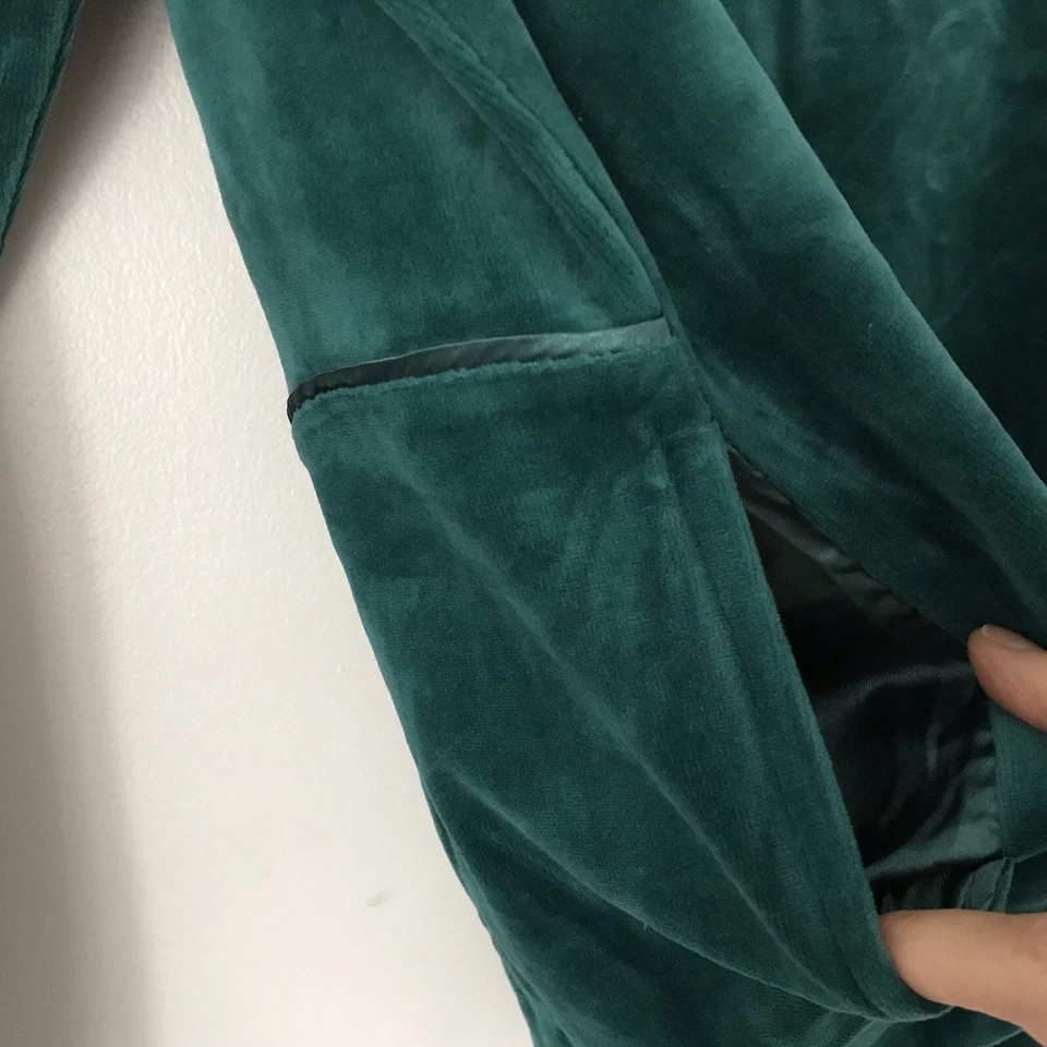 Vintage Liz Claiborne Green Y2K Velour Zip Hoodie Size MP Sporty Cozy - Image 3 of 4