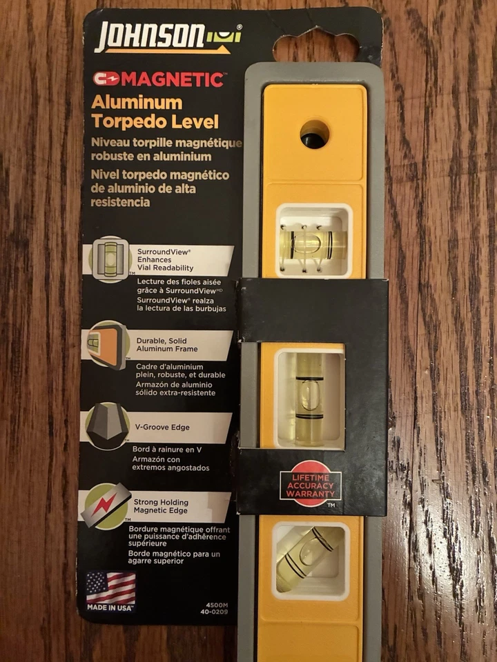 Johnson Magnetic Aluminum Torpedo Level Made In USA 9 New In Package - Image 2 of 4