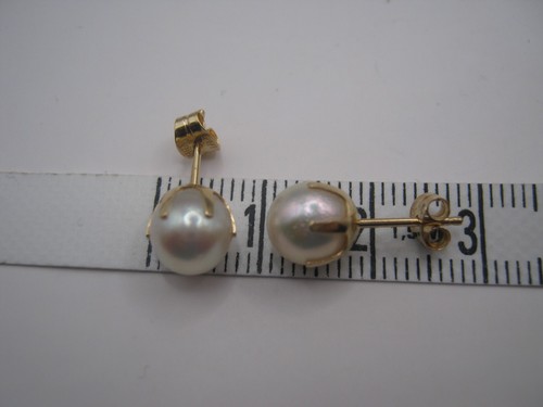Ohrstecker 750/- Gelbgold mit Akoya Zuchtperlen, weiss, rund, 7-7,5mm - Bild 9 von 10