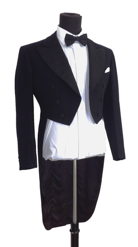 Hart Schaffner Marx bespoke custom made VTG black wool tuxedo tail jacket ~ 38R - Picture 2 of 8