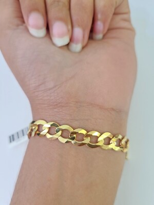 10k Cuban Curb link Bracelet 7'' 7.5'' 8'' 8.5'' 9'' 8mm Solid Gold  Lobster clasp
