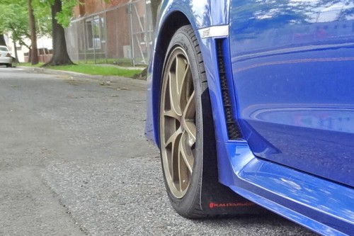 Rally Armor UR Black Mud Flap w/ Silver Logo For 15+ Subaru WRX & STi Sedan Only - Picture 5 of 10