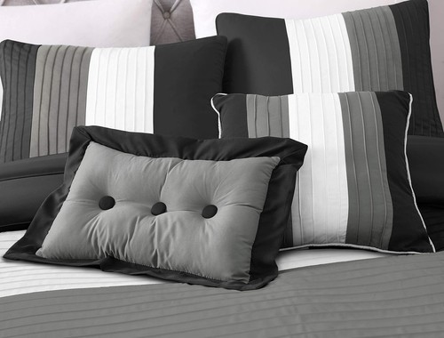 Chezmoi Collection Loft 8-Piece Luxury Striped Comforter Set (California King... - Picture 2 of 7