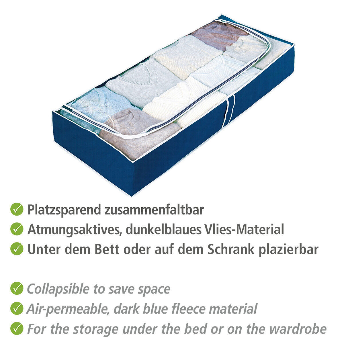 WENKO 4er Set Unterbett Kommode Box Kleider Sack Aufbewahrung Air