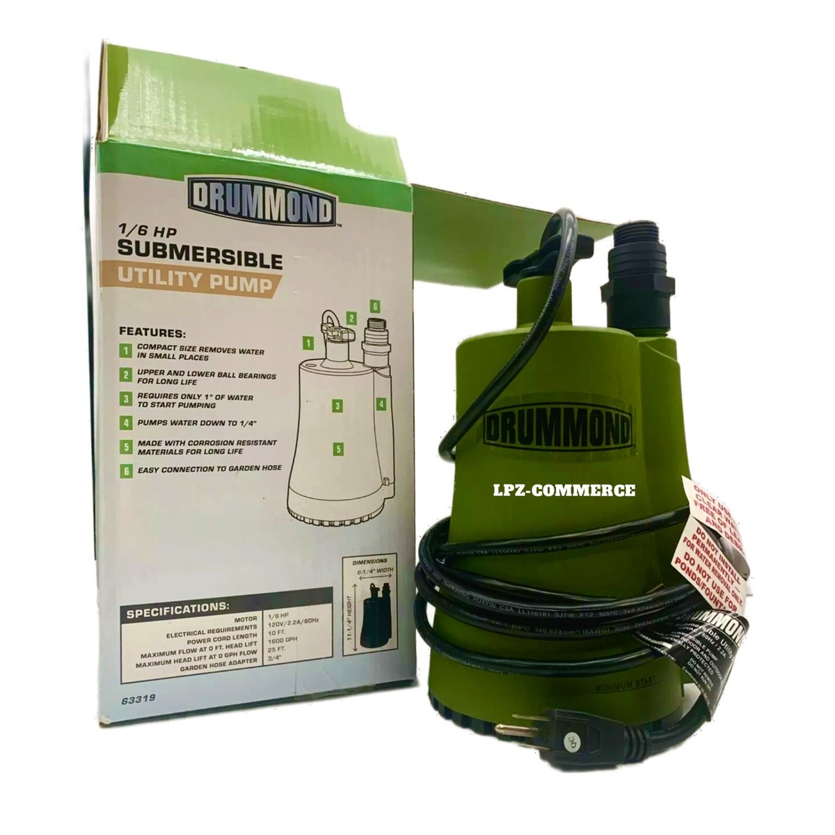 Drummond 1/6 HP Submersible Utility Pump 1600 gph 120V ( NEW ) | eBay