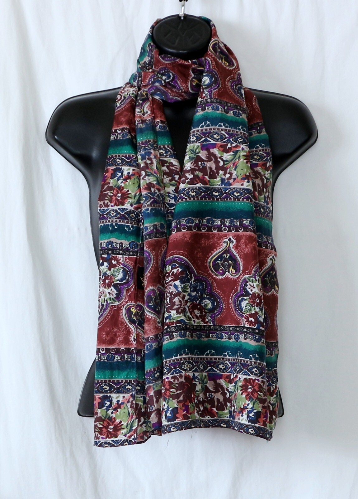 ADRIAN Multicolor Print Rectangular Silk Scarf 14… - image 5