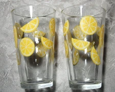 2 Libbey Lemon Glasses for Lemonade w/ Lemon Slices 16 Ounce