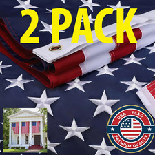 US American Flag Heavy Duty Luxury Embroidered Stars Sewn Stripes Grommets Nylon