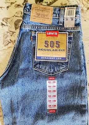 Vintage 90 s Levi s 505 Orange Tab NWT 34x36 Denim Made In USA