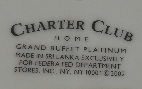 CHARTER CLUB Grand Buffet Platinum Collection 2 Dinner Plates New With Tags - Picture 5 of 5