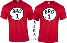 BRO 1 one and BRO Two Couple matching cute T-Shirts S-4XL