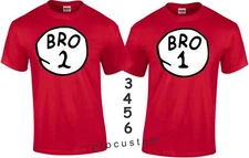 BRO 1 one and BRO Two Couple matching cute T-Shirts S-4XL