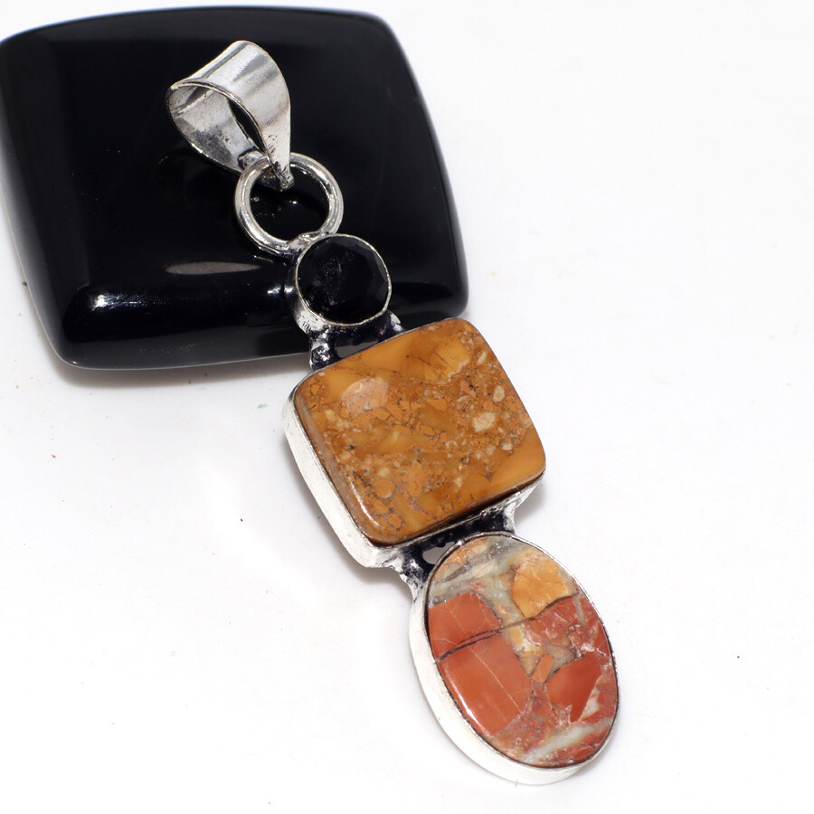 Handmade Maligano Jasper Black Onyx Pendant 2.1