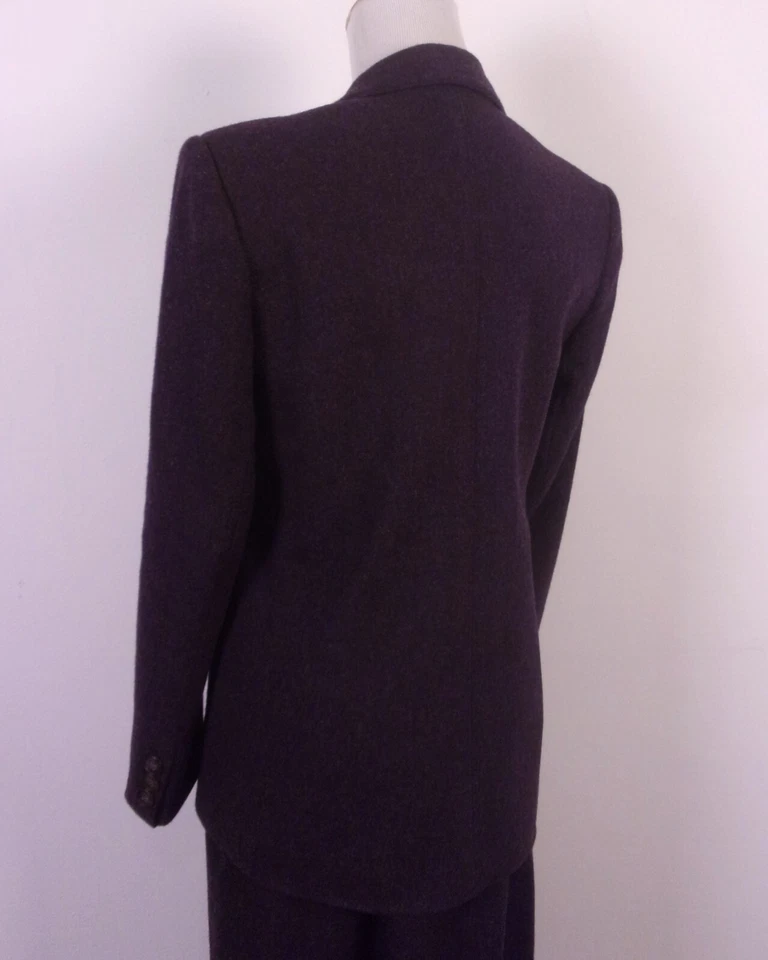 De colección Usado en Excelente Condición Evan Picone Saks Fifth Avenue Ciruela Lana Franela 2 Piezas Falda Traje 8 Foto 3 de 4