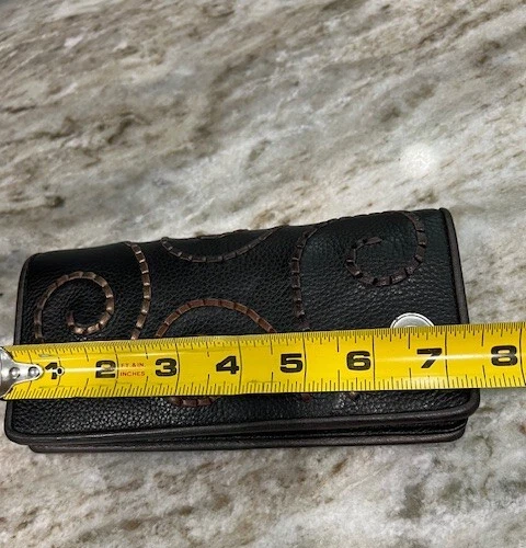 Cartera Brighton Cuero Negro Plata Corazón Remolino Excelente Estado Foto 2 de 4