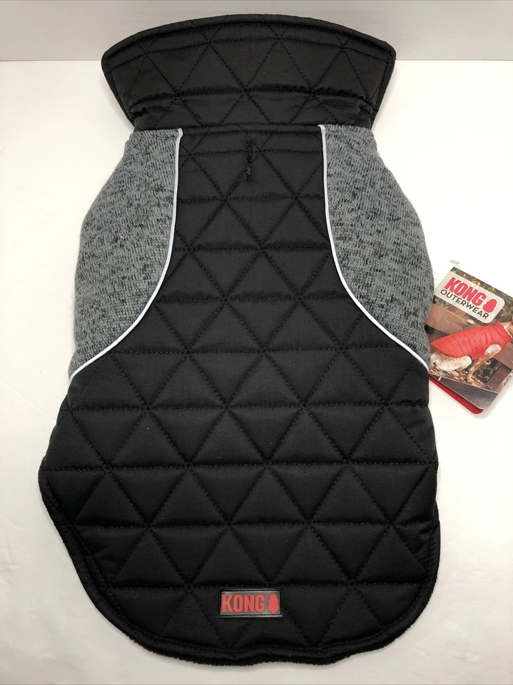 Chaqueta acolchada negra pequeña Kong para perro Foto 2 de 4