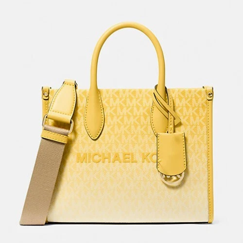 Nuova borsa a tracolla Michael Kors Mirella piccola ombreggiata logo margherita gialla