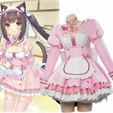 NEKOPARA Chocola Cosplay Costume Pink Maid Dress Princess Lolita Party Skirt /