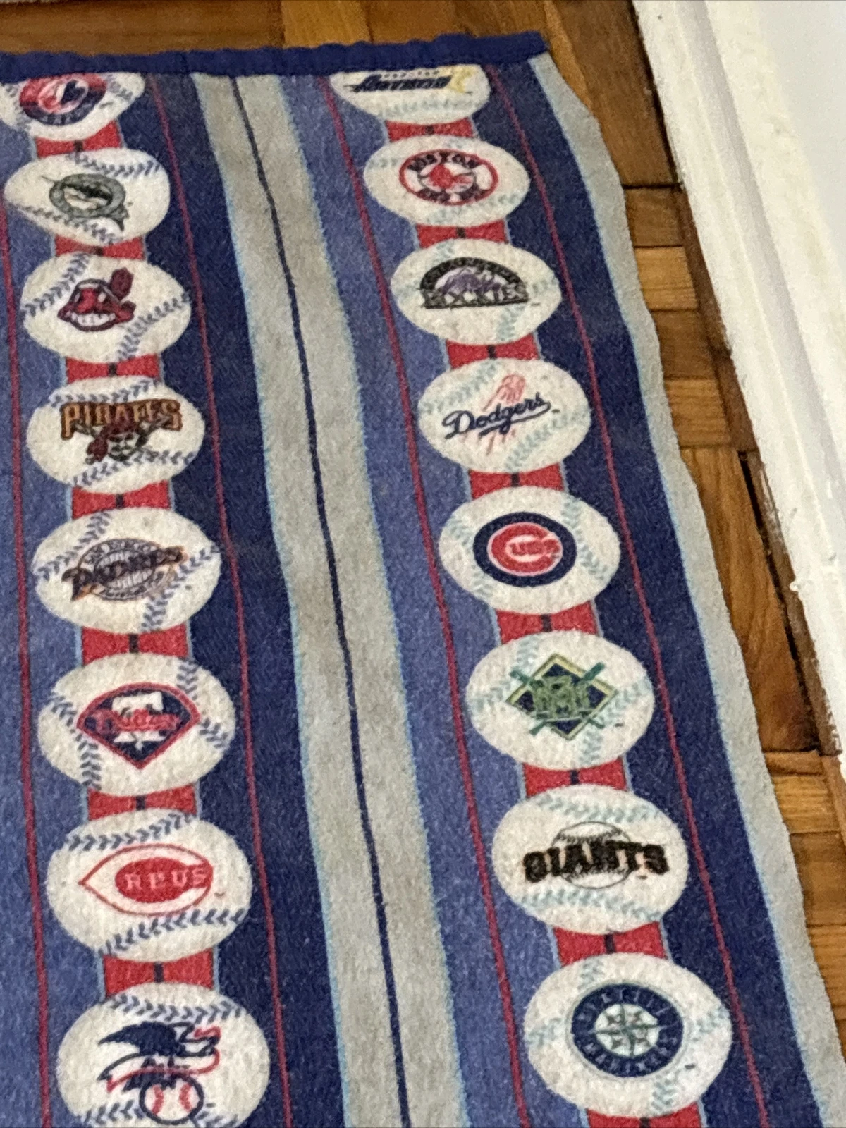 Vintage  Baseball Fleece Blanket Throwback Logos 1998 88 X 72