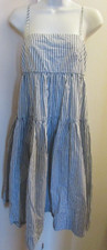 Women's J.Crew Blue/White Striped Open/Tie Back Spaghetti Strap Sundress Size 0