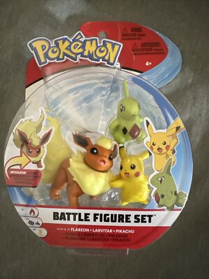 Flareon, Larvitar + Pikachu Pokemon Battle Figure Set-US Seller