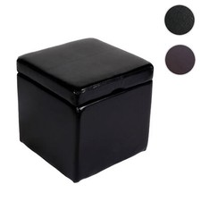 Sitzhocker Aufbewahrungsbox mit Deckel Onex, Leder + Kunstleder, schwarz braun
