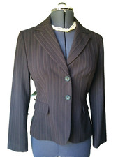 B. Moss Size 6 Women's Brown Pinstripe Career Long Sleeve Blazer Jacket New