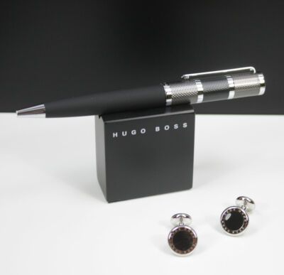 Hugo Boss Formation Set Kugelschreiber ballpoint pen Manschettenknöpfe (179)(31)