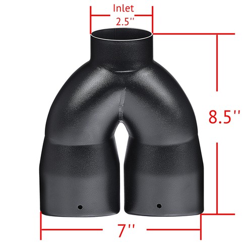 Dual Pipe Exhaust Tip 2.5'' Inlet Weld On Black Coated Muffler Tips Double Wall - Picture 2 of 6