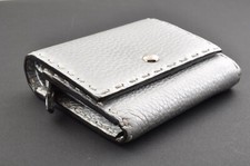 FENDI Bifold Wallet Silver Leather Made in Italy 1624 Fr: Japan DHL