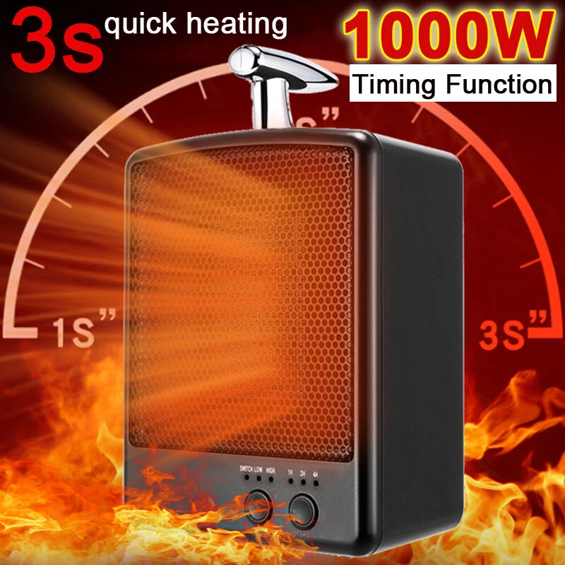 Portable Electric Ceramic Space Heater Fan Home Adjustable Thermostat 1000W  | eBay