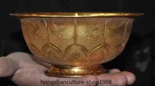 6'' Marked Chinese dynasty bronze Gilt auspicious phoenix bird statue Bowl Bowls