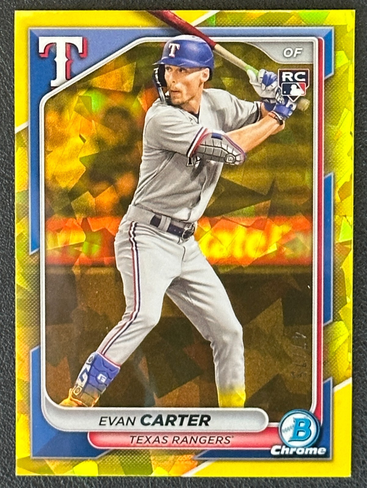 2024 Bowman Chrome - #65 Evan Carter Yellow Refractor /75 (RC)