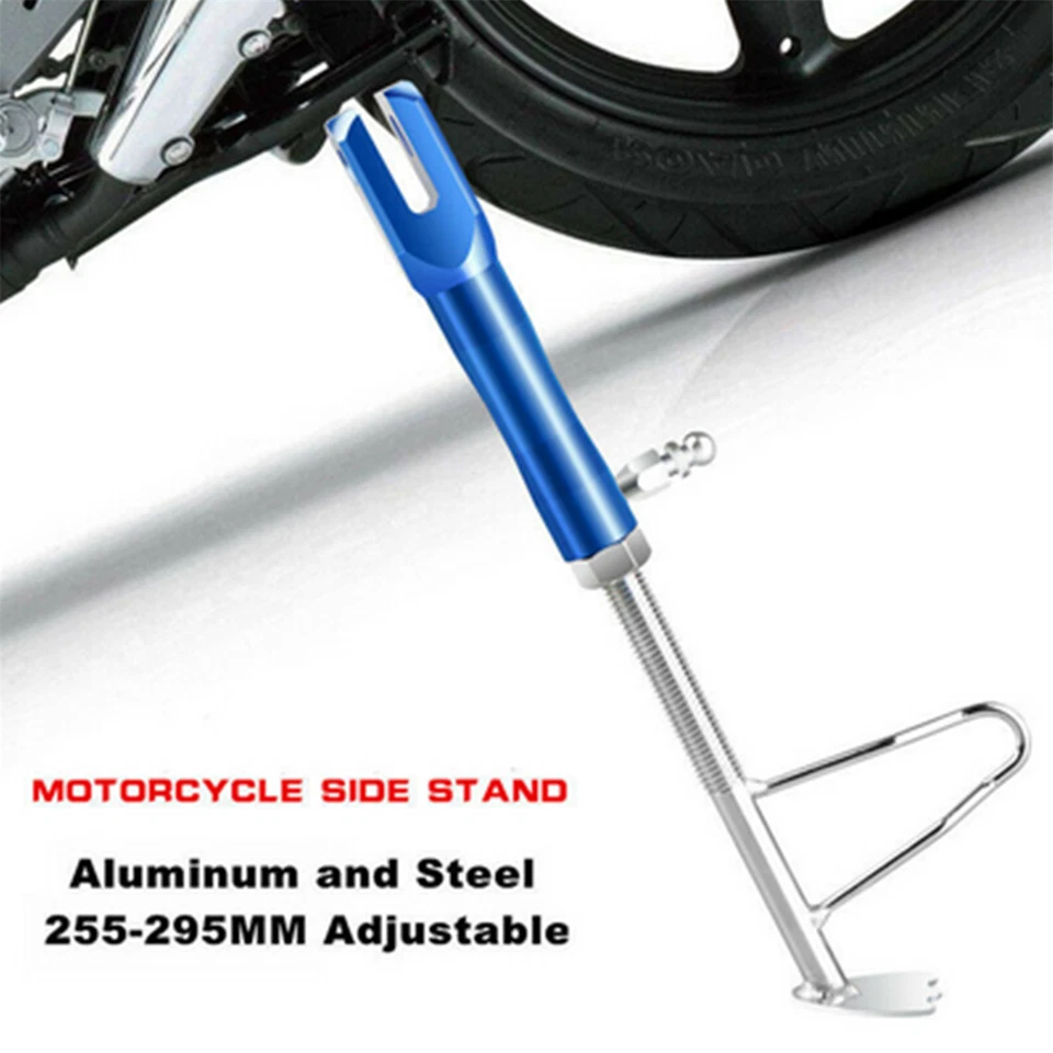 Blue Motorcycle Aluminum Alloy Adjustable Retractable Kickstand Foot Side Stand - Image 2 of 4