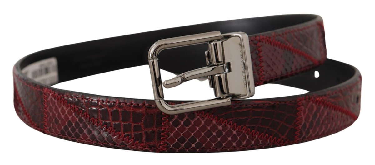 DOLCE & GABBANA Belt Red Exotic Leather Metal Logo Buckle s  display picture 1
