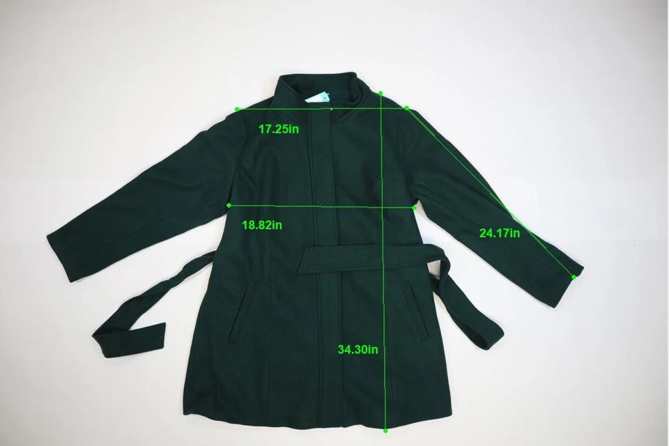 41 Abrigo Hawthorn Ava Verde Oscuro Cinturón Atado Cremallera Chaqueta Mujer Plus 2X Foto 2 de 4