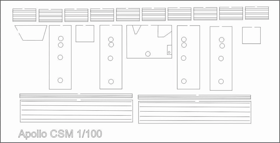 Saturn  - Apollo CSM Laser Cut Detail Sheet for 1/100 Estes Saturn - Image 4 of 4