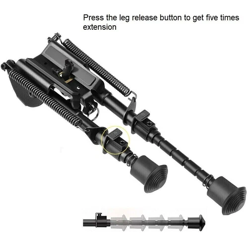 6-9" Hunting Rifle Bipod with 20mm Picatinny Rail Mount Adapter - Picture 5 of 8